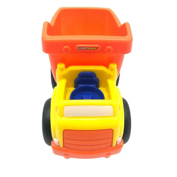 Fisher Price Little People Vehicle Yellow Orange Dump Truck Working Sound Mattel - Picture 2 of 8